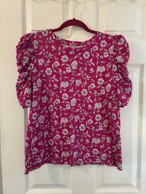 Floral Puff Sleeve Top - Magenta